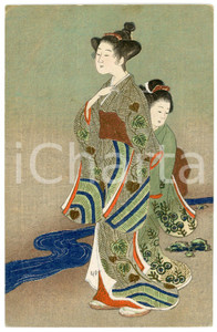 1910 ca JAPAN Two women in their traditional kimonos - Old postcard  Cartolina postale d'epoca, non viaggiata.CONDIZIONI: POOR (piegatura al lato superiore)FORMATO: FP    originale e autentica 1
