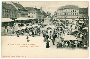 1900 ca ZAGREB (CROATIE) Place Jelacic - Carte postale FP NV  Cartolina postale d'epoca, non viaggiata..CONDIZIONI: FAIR (lievi smussature agli angoli)FORMATO: FP    originale e autentica 1