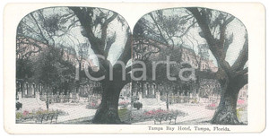 1900 ca USA TAMPA (FLORIDA) Tampa Bay Hotel *Chromolithograph Stereoview Fotografia stereoscopica d'epoca, in cromolitografia, su cartoncino.  GOOD/buono  Formato: 18x9 cm originale e autentica 1