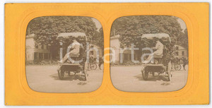 1890 ca FRANCIA - COSTUME - Omnibus in campagna - Foto stereoscopica Fotografia stereoscopica d'epoca, su cartoncino rigido. GOOD/buono  Formato: 18x9 cm originale e autentica 1