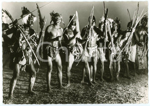 1950 ca A TRAVERS LE CONGO Danse de guerre Longenya - Carte postale FG NV  Cartolina postale d'epoca, non viaggiata.FOTOGRAFO: CongopresseEDIZIONI: Editions Film Photo Cine, Leopoldville CONDIZIONI: FAIRFORMATO: FG    originale e autentica 1