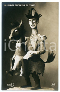 1910 ca AFRIQUE - SATIRE - Le nouvel empereur du CONGO - Carte postale  Cartolina postale d'epoca, non viaggiata.CONDIZIONI: FAIRFORMATO: FP   Formato: 9x14 cm originale e autentica 1