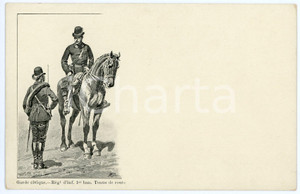 Cartolina originale da collezione 1900 ca ARMEE BELGE Garde civique  RÃ©gt. d infanterie 1er ban.  Tenue de route 1