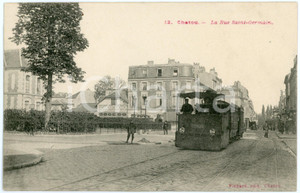 1910 ca CHATOU (FRANCE) La Rue Saint-Germain - Carte postale ANIMEE omnibus  Cartolina postale d'epoca, non viaggiata.CONDIZIONI: G FORMATO: FP    originale e autentica 1