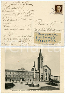1943 PIACENZA Cartolina mons. Ersilio MENZANI vescovo - AUTOGRAFO Cartolina postale autografa, con immagine al recto del Palazzo Vescovile.Viaggiata. CONDIZIONI: G (minima macchia centrale)    originale e autentica 1