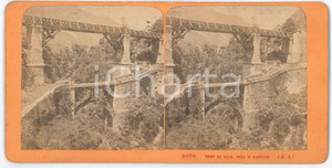 1870 ca FRANCE Pont de SCIA près de SAINT SAUVEUR *Stereoview Jean ANDRIEU 2036 Fotografia stereoscopica d'epoca, su cartoncino rigido. GOOD/buono  Formato: 18x9 cm originale e autentica 1