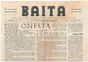 7 Maggio 1945 BAITA Giornale GARIBALDINI Morte Comandante PISANO a Cigliano (2) Giornale originale d'epoca, "Foglio dei garibaldini della 12^ Divisione d'Assalto".PAGINE: 4 POOR/danneggiato piegature diffuse  originale e autentica 1