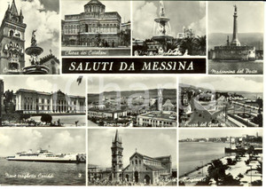 Cartolina originale da collezione 1950 ca MESSINA Vedutine della cittÃ  Cartolina postale FG NV 1