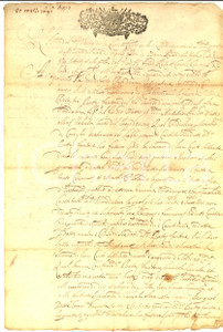 Documento originale, autentico 1696 OSTANA Dote di Maddalena MATTIO per nozze con Battista FANTONE 1