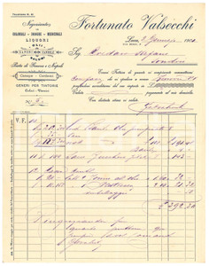 Documento originale, autentico 1900 LECCO Fortunato VALSECCHI Negoziante in coloniali e droghe  Fattura 2 1
