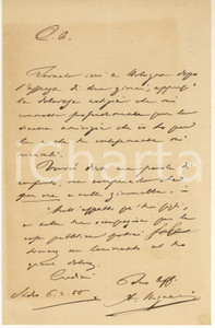 Autografo originale 1888 BOLOGNA Lettera avv. Antonio MIGNANI per condoglianze  Autografo 1