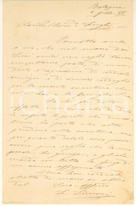 Autografo originale 1888 BOLOGNA Lettera Luigi SIMONI giurista Associazione Romagne  Autografo 1