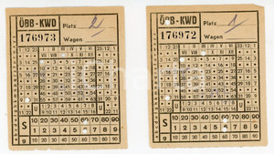 Oggetto da collezione cartaceo 1950 ca OSTERREICH Lot of 2 tickets OBB  KWD Linie Wien  Salzburg  7x8 cm 1