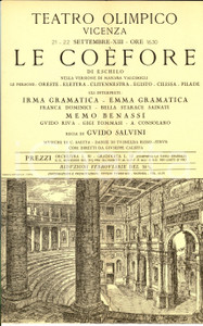 Materiale pubblicitario d’epoca 1935 VICENZA TEATRO OLIMPICO Le Coefore  Regia Guido SALVINI Locandina 3 1