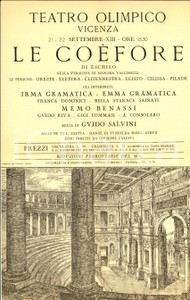 Materiale pubblicitario d’epoca 1935 VICENZA TEATRO OLIMPICO Le Coefore  Regia Guido SALVINI Locandina 2 1