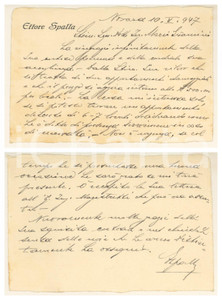 Autografo originale 1947 NOVARA Biglietto Ettore SPALLA per appartamento  Autografo 1