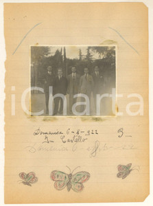 Fotografia d epoca originale 1922 BRESCIA Castello  ESCURSIONISMO UOEI  Giovanni Bignami e amici  Foto 1
