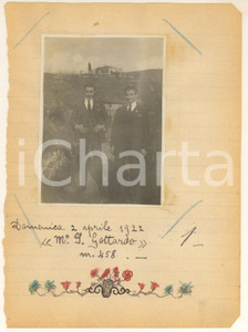 Fotografia d epoca originale 1922 BRESCIA SAN GOTTARDO  ESCURSIONISMO UOEI  Giovanni Bignami e amico  Foto 1