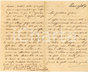 Autografo originale 1890 PADOVA Lettera Andrea SANTELLI per condoglianze  Autografo 1