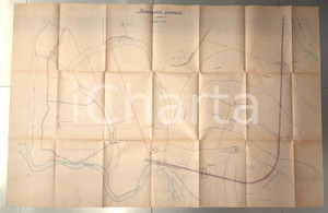 Mappa, planimetria storica 1950 ca Area di PAVIA Torrente SCRIVIA  Canale e cascine Planimetria generale 1