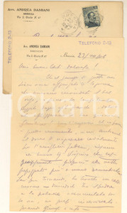 Manoscritto, lettera originale 1906 BRESCIA Lettera avv. Andrea DAMIANI a un amico Autografo 1