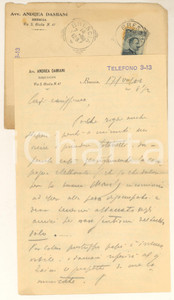 Manoscritto, lettera originale 1906 BRESCIA Lettera avv. Andrea DAMIANI a un amico  Autografo 1