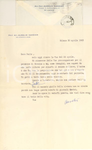 Autografo originale 1963 MILANO Lettera Aurelio CANDIAN a un amico e collega Autografo 1