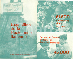 Materiale pubblicitario d’epoca 1946 PARIS Corpo Volontari Liberté Exposition Résistance Italienne ILLUSTRATO 1