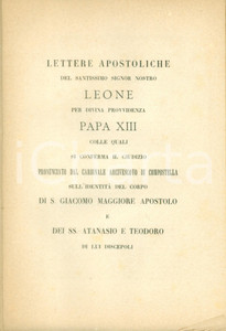 Libro, pubblicazione d epoca 1884 LEONE XIII Conferma identità corpo San Giacomo Maggiore 2 1