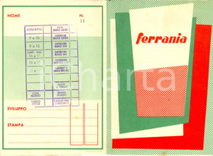 Materiale pubblicitario d’epoca 1950 ca MILANO ? Portafotografie Pubblicità pellicole fotografiche FERRANIA 1