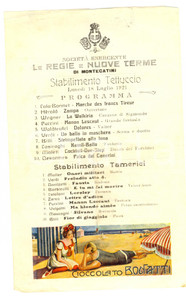 Oggetto da collezione cartaceo 1921 MONTECATINI TERME Stabilimento TETTUCCIO e RINFRESCO Programma 1 1