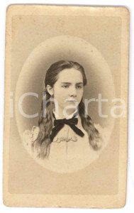 Fotografia d epoca originale 1890 ca MILANO Ritratto di ragazza  Foto G. R. ROSSI  CDV 1