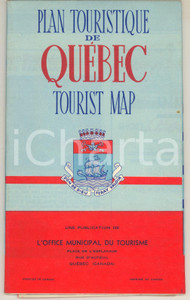 Materiale pubblicitario d’epoca 1960 ca QUEBEC  CANADA Tourist map and history VINTAGE 1