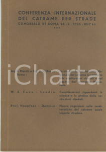 Libro, pubblicazione d epoca 1935 ROMA Conferenza internazionale del catrame per strade  Pubblicazione 3 1