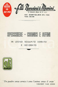 1960 ca CERTALDO - NEMA F.lli Nencini e Masini - Specchiere e cornici - Catalogo Catalogo illustrato d'epoca.EDITORE: Tip. Federighi - CertaldoPAGINE: 12 FAIR/discreto Lievi smussature agli angoli della copertina, bruniture Formato: 21x31 cm originale e autentica 1