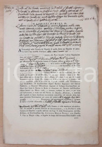 1784 ROVATO (BS) Contratto di livello all'uso veneto per Andrea LAZZARONE Documento a stampa con inserti manoscritti, originale d'epoca, relativo a un appezzamento di terra situato nel territorio di Rovato, contrada Sant'Andrea, chiamato "Le Gabbiane".PAGINE: 8 (3 bianche) FAIR/discreto lievi gualciture e tracce di umidità marginali Formato: 22x31 cm originale e autentica 1