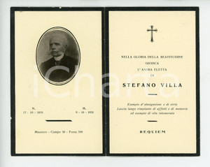 1931 MILANO Cimitero di MUSOCCO In memoria di Stefano VILLA Santino illustrato Santino illustrato d'epoca.  FAIR/discreto Lievi abrasioni ai margini Formato: 7x11 cm originale e autentica 1