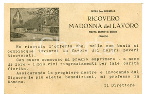 1920 ca NUOVA OLONIO Ricovero Madonna del Lavoro - Opera Don GUANELLA Biglietto Biglietto d'epoca. FAIR/discreto Lievi bruniture Formato: 14x9  cm originale e autentica 1