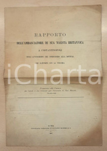 1915 Sir Louis MALLET - Avvenimenti che condussero alla rottura con la Turchia Rara pubblicazione, originale d'epoca, dal titolo integrale: "Rapporto dell’ambasciatore di Sua Maestà britannica a Costantinopoli sugli avvenimenti che condussero alla rottura dei rapporti con la Turchia - Presentato alle Camere dei Lord e dei Comuni per comando di Sua Maestà, dicembre 1914".Si tratta del rapporto sui fatti che portarono all'ingresso in guerra dell'Impero Ottomano.PAGINE: 8 FAIR/discreto piegature d'epoca Formato: 23x32 cm originale e autentica 1
