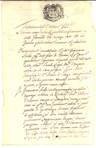 Documento originale, autentico 1801 REPUBBLICA FRANCESE TORINO PovertÃ  della vedova Paola REGIS BUZANO 1