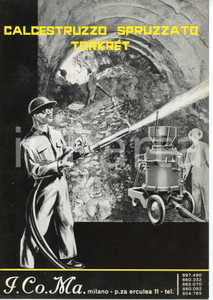 1955 ca MILANO - I.CO.MA. Calcestruzzo spruzzato TORKRET Pieghevole 21x30 cm Pieghevole illustrato d'epoca.PAGINE: 4 facciate FAIR/discreto Lievi piegature agli angoli Formato: 21x30 cm originale e autentica 1
