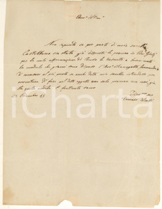 1844 MILANO Lettera don Tommaso GALLARATI SCOTTI su procura *Autografo Lettera interamente autografa del conte Tommaso Gallarati Scotti (1819-1905), relativa a una procura per la sorella Odoarda, moglie del conte Giuseppe Castelbarco Visconti Simonetta.PAGINE: 4 (1 scritta) FAIR/discreto piegature d'epoca; mancanza al lato inferiore Formato: 16x23 cm originale e autentica 1