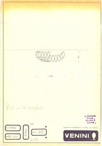 Materiale pubblicitario d’epoca 1960 ca MURANO VENEZIA vetrai VENINI Disegno plafoniera Eliografia 1
