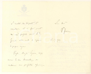1900 ROMA Lettera Vittorio FIORINI - Ministero dell'Istruzione *AUTOGRAFO Lettera interamente autografa di Vittorio Fiorini, relativa a un appuntamento ottenuto al ministero.Su carta intestata "Ministero dell'Istruzione - Gabinetto del sottosegretario di Stato".PAGINE: 4 (1 bianca) FAIR/discreto piegature d'epoca Formato: 12x17 cm originale e autentica 1