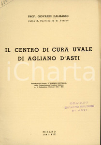 1941 Giovanni DALMASSO - Il centro di cura uvale di Agliano d'Asti *ILLUSTRATO Pubblicazione spillata originale d'epoca.Estratto dalla Rivista "L'ALBERGO IN ITALIA" della Consociazione Turistica Italiana.Anno 1941 -XIX n.5 (Settembre-Ottobre)PAGINE: 7 FAIR/discreto lievi piegature d'epoca Formato: 17x24 cm originale e autentica 1