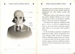Libro, pubblicazione d epoca 1935 MILANO  PIRELLI Maschera antigas tipo S.I.P. 1 Guerra chimica 8 1