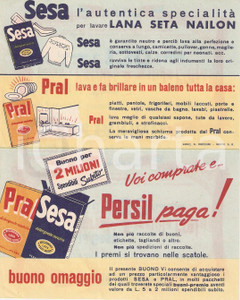 Materiale pubblicitario d’epoca 1960 ca DETERSIVI PERSIL Buono sconto PRAL  SESA Pubblicità ILLUSTRATA 1