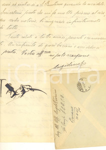 1941 BASSANO DEL GRAPPA Lettera all. uff. Angelo PEDRINI 3^ Compagnia S.A.U.C.A. Lettera originale d'epoca, scritta da un allievo ufficiale degli Alpini alla famiglia.Disegno originale di alpino che beve, con la picozza.Su carta intestata; busta viaggiata.PAGINE: 1 (2 facciate)  FAIR/discreto piegature d'epoca Formato: 23x30 cm originale e autentica 1