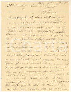 Autografo originale 1938 CICLISMO MOTTA DI CAVEZZO Nino BORSARI contesta l ingaggio AUTOGRAFO 1