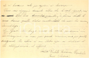 Autografo originale 1938 CICLISMO SOAVE Andrea PIUBELLO recordman mondiale chiede ingaggio 1